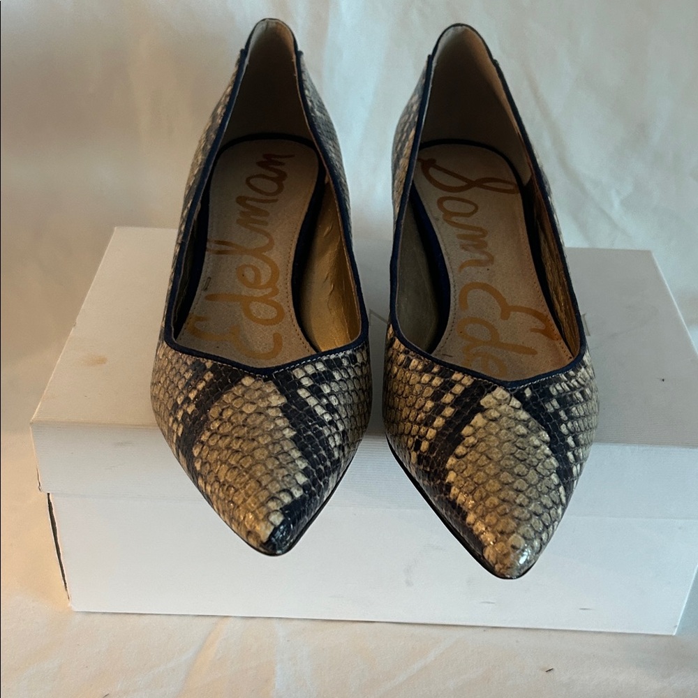 Sam Edelman Snakeskin Heels - Black and Cream